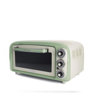 Ariete 979 Forno Elettrico di Design 18 Litri – Ideale per pizza da 30 cm – Doppio vetro – 1380 Watt – Acciaio Inox – Linea Vintage – Verde