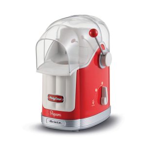 Ariete 2958 Pop Corn Maker Party Time, Macchina per pop corn con leva, 1100 Watt, Capacità 600 g, Cottura ad aria calda senza grassi, Rosso