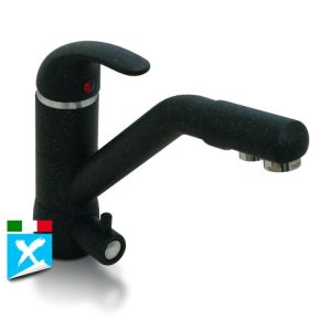 Rubinetto tre vie miscelatore fragranite nero